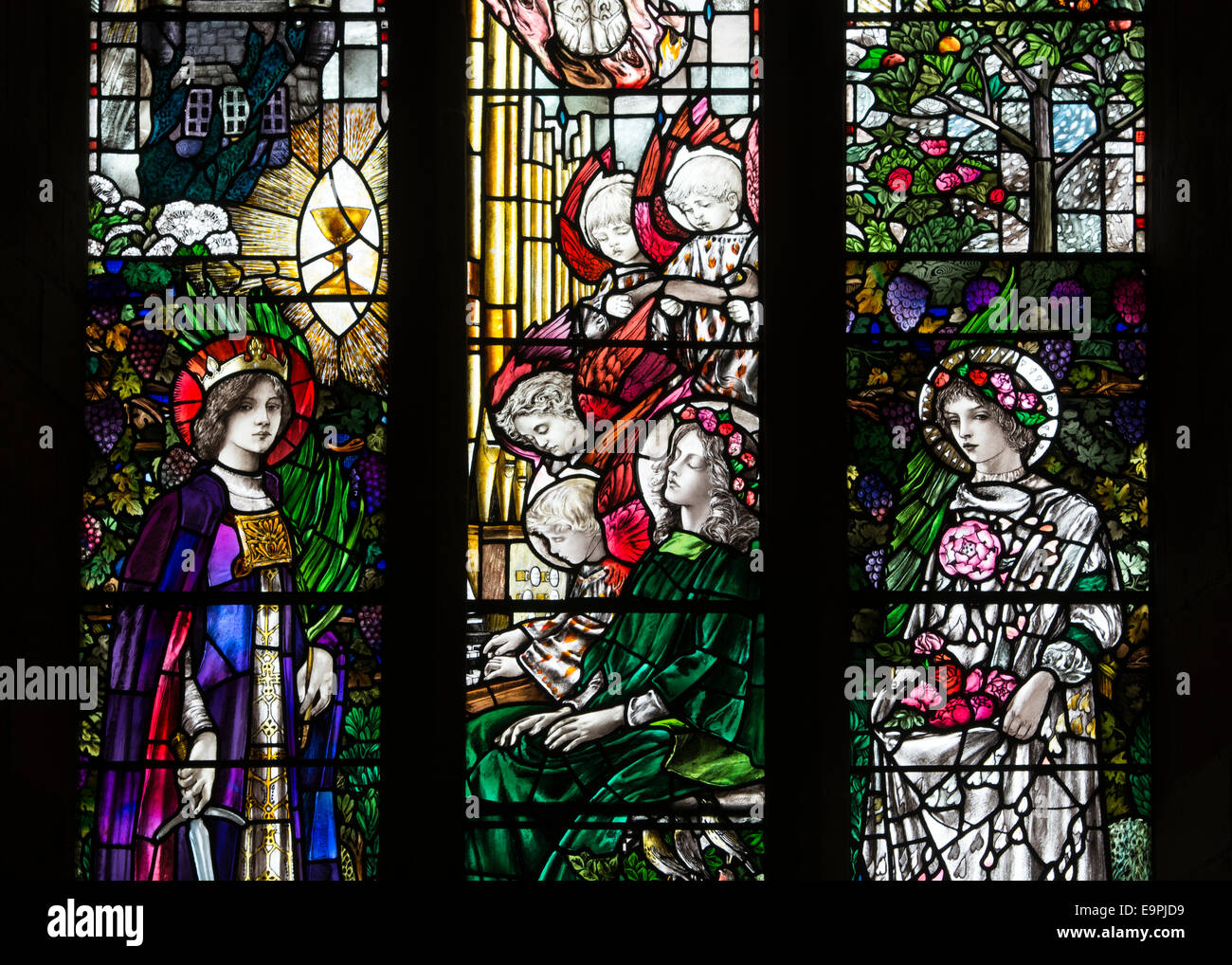 The Turnbull Window, St. Oswald`s Church, Ashbourne, Derbyshire, England, UK Stock Photo